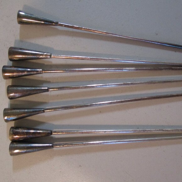 Vintage Lot of 7 Silverplate Silver Plate Stick Pins Hat - Picture 3 of 6